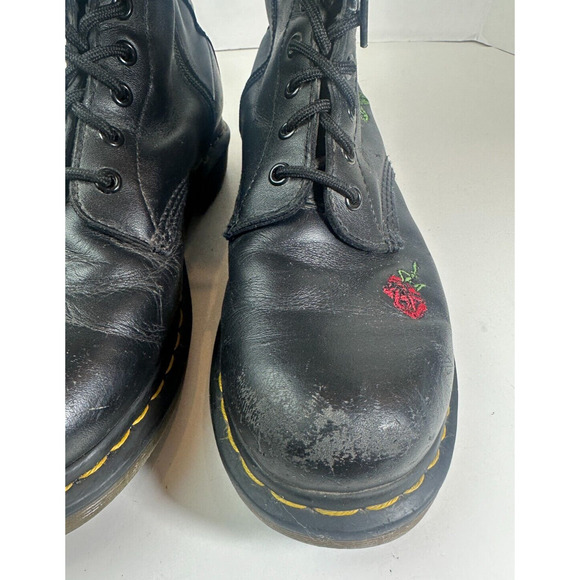 *Flawed Doc Dr. Marten 1914 Vonda Leather Lace up Embroidered Rose Boots US 10 - Picture 4 of 15